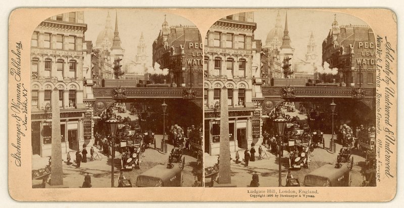 Ludgate Hill, stereoscopisch beeld door English Photographer