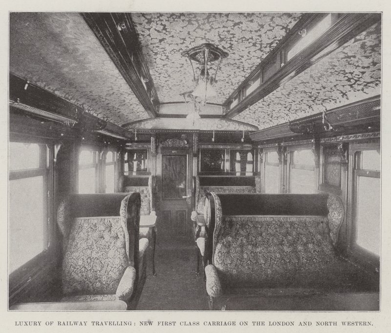 Luxe van treinreizen, nieuwe eersteklas wagon op de London and North Western door English Photographer