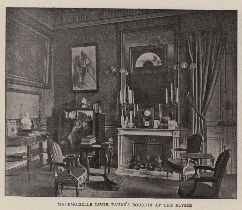 Het boudoir van juffrouw Lucie Faure in het Elysee door English Photographer