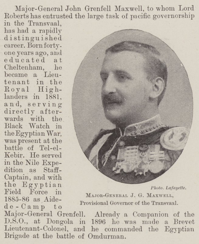 Generaal-majoor J G Maxwell, voorlopig gouverneur van de Transvaal door English Photographer