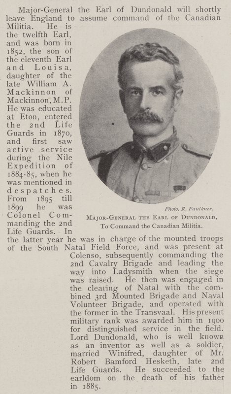 Generaal-majoor de Graaf van Dundonald, bevelhebber van de Canadese Militie door English Photographer