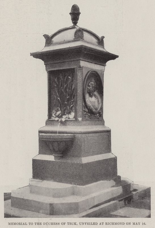 Monument voor de hertogin van Teck, onthuld in Richmond op 16 mei door English Photographer