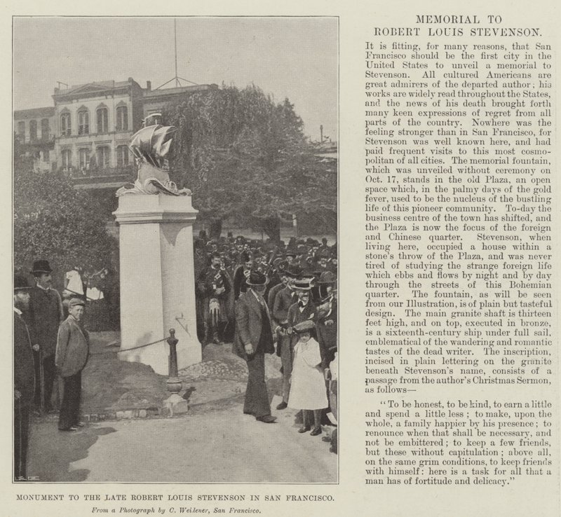 Monument voor de wijlen Robert Louis Stevenson in San Francisco door English Photographer