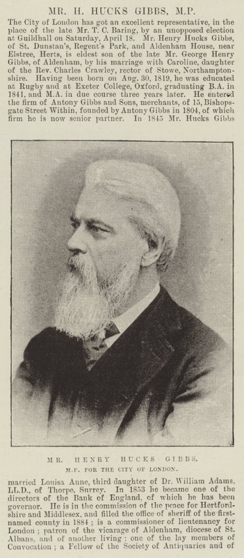 De heer Henry Hucks Gibbs, parlementslid voor de stad Londen door English Photographer