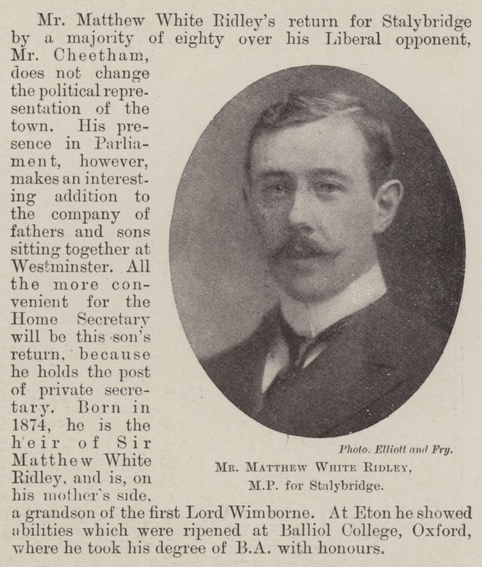 De heer Matthew White Ridley, MP voor Stalybridge door English Photographer