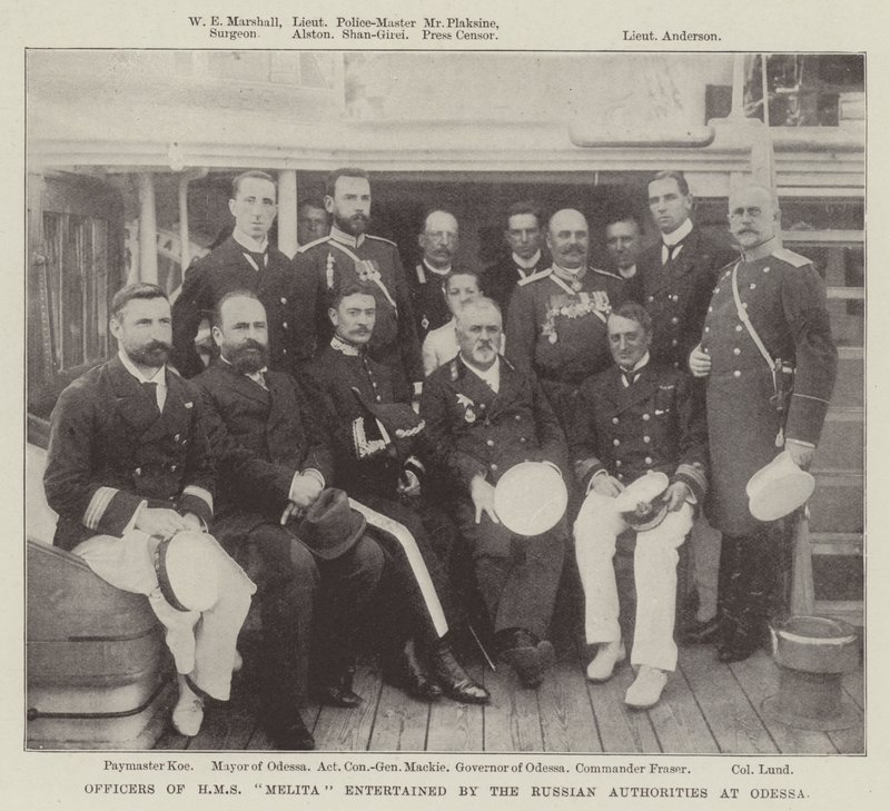 Officieren van HMS Melita vermaakt door de Russische autoriteiten in Odessa door English Photographer