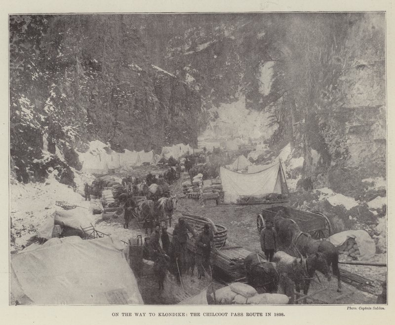 Op weg naar Klondike, de Chilcoot Pass Route in 1898 door English Photographer