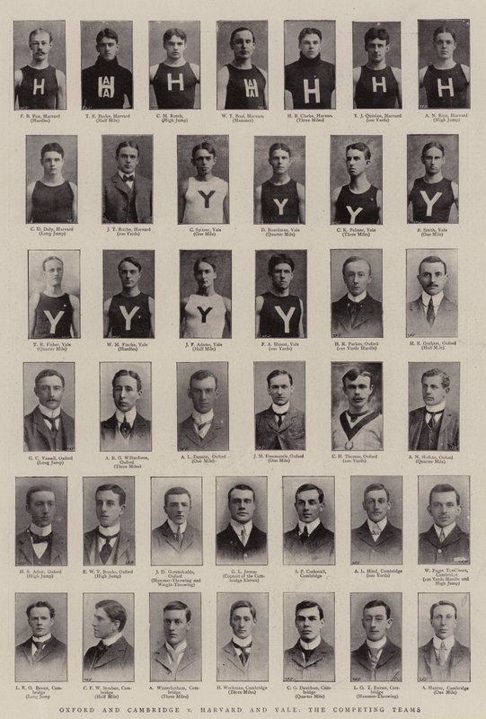 Oxford en Cambridge tegen Harvard en Yale, de concurrerende teams door English Photographer