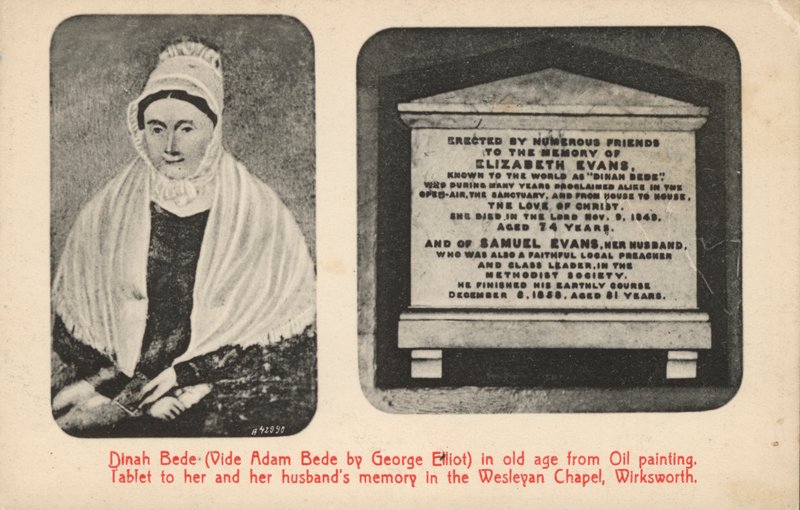 Portret en grafsteen van de tante van George Elliot (Elizabeth Evans), de inspiratie voor personages in haar roman Adam Bede door English Photographer