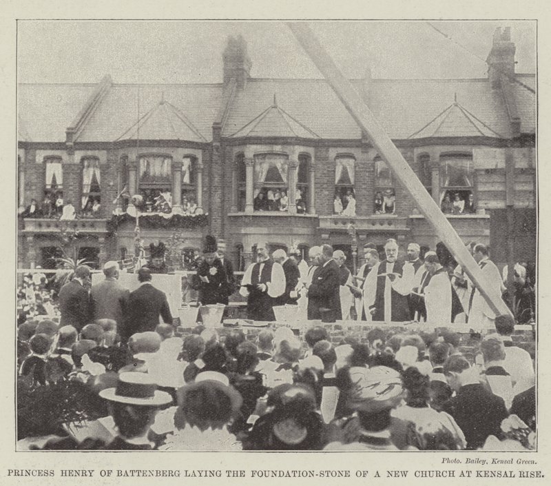 Prinses Henry van Battenberg legt de eerste steen van een nieuwe kerk in Kensal Rise door English Photographer