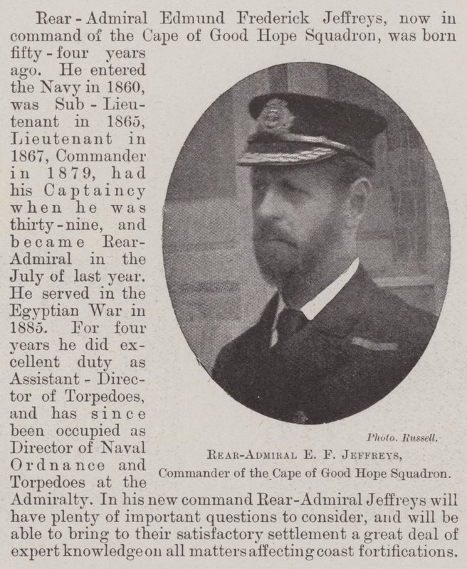 Vice-admiraal E F Jeffreys, commandant van het Kaap de Goede Hoop-eskader door English Photographer
