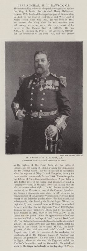 Vice-admiraal H M Rawson, CB, commandant van de strafexpeditie naar Benin door English Photographer