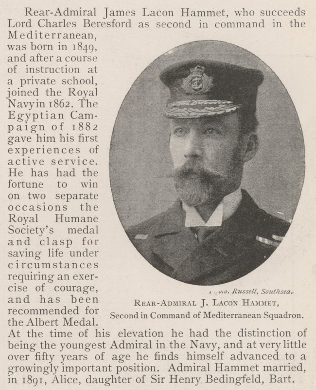 Vice-admiraal J Lacon Hammet, tweede in bevel van het Middellandse Zee-eskader door English Photographer