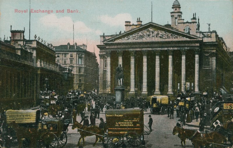 Royal Exchange en Bank, Londen door English Photographer