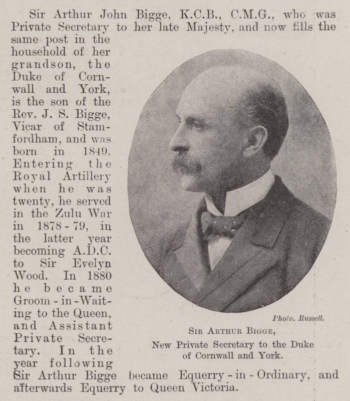 Sir Arthur Bigge, nieuwe privésecretaris van de hertog van Cornwall en York door English Photographer