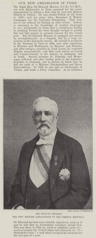 Sir Edmund Monson, de nieuwe Britse ambassadeur bij de Franse Republiek door English Photographer