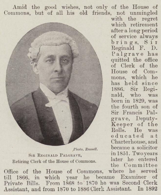 Sir Reginald Palgrave, aftredend griffier van het Lagerhuis door English Photographer