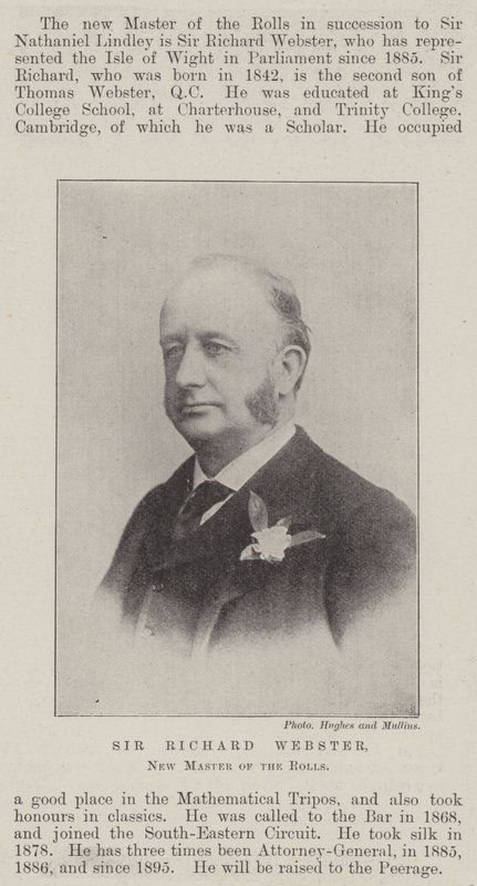 Sir Richard Webster, nieuwe Master of the Rolls door English Photographer