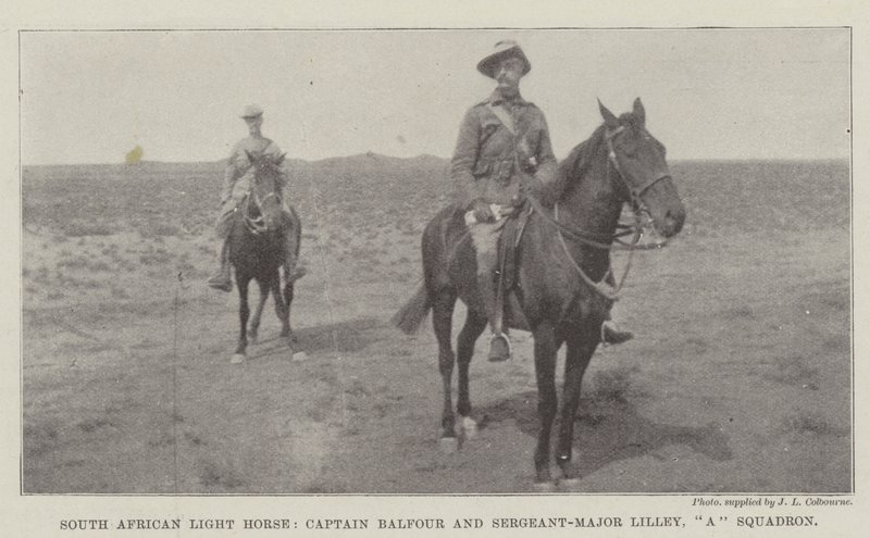 Zuid-Afrikaans Licht Paard, kapitein Balfour en sergeant-majoor Lilley, A Squadron door English Photographer
