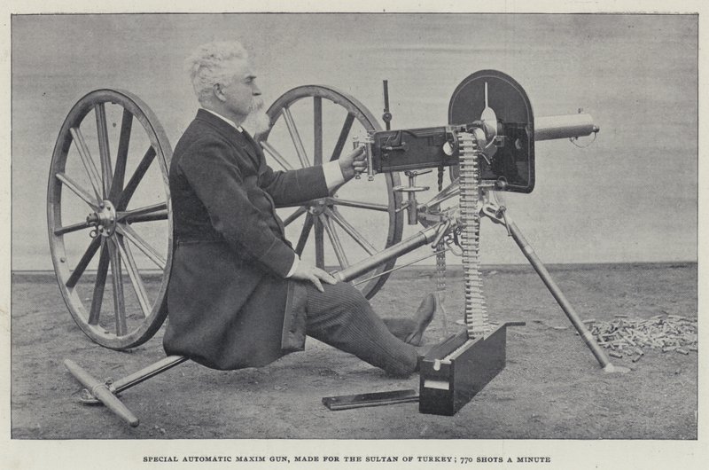 Speciale automatische Maxim-geweer, gemaakt voor de Sultan van Turkije, 770 schoten per minuut door English Photographer