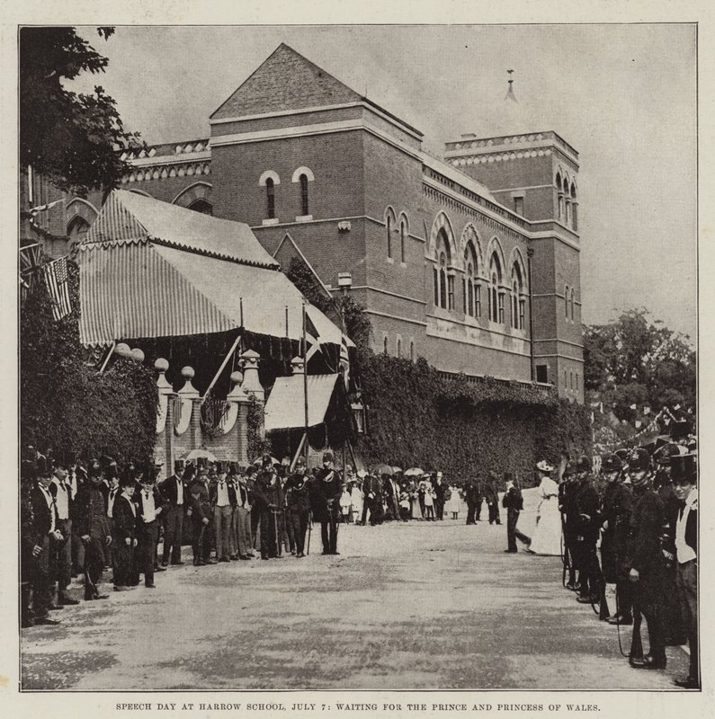 Speech Day op Harrow School, 7 juli, wachtend op de prins en prinses van Wales door English Photographer