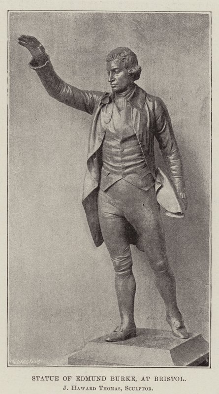 Standbeeld van Edmund Burke in Bristol, J Haward Thomas, beeldhouwer door English Photographer