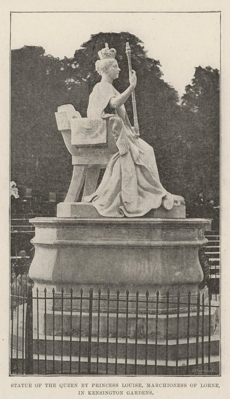 Standbeeld van de Koningin door Prinses Louise, Markiezin van Lorne, in Kensington Gardens door English Photographer