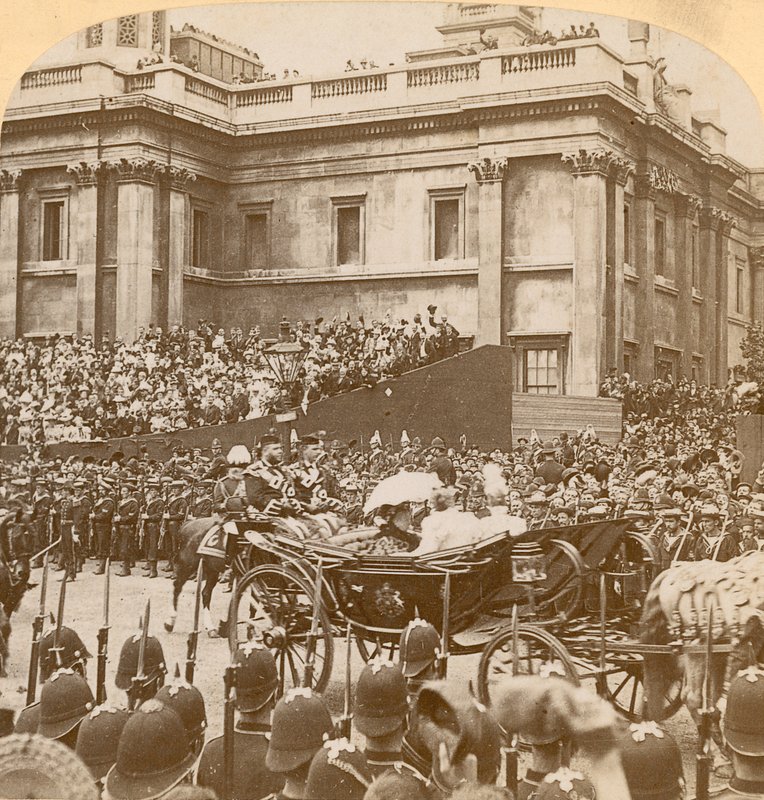 Stereografische afdruk van het diamanten jubileum van koningin Victoria door English Photographer