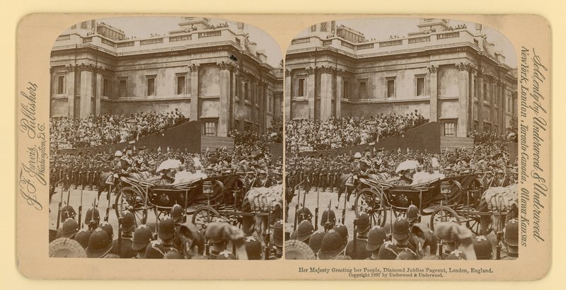 Stereografische afdruk van het diamanten jubileum van koningin Victoria door English Photographer