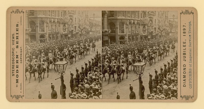 Stereoscopische afdruk van het diamanten jubileum van koningin Victoria, 28 juni 1897 door English Photographer
