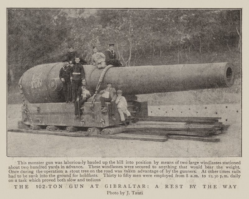 Het 102-tons kanon in Gibraltar, een rustpauze onderweg door English Photographer