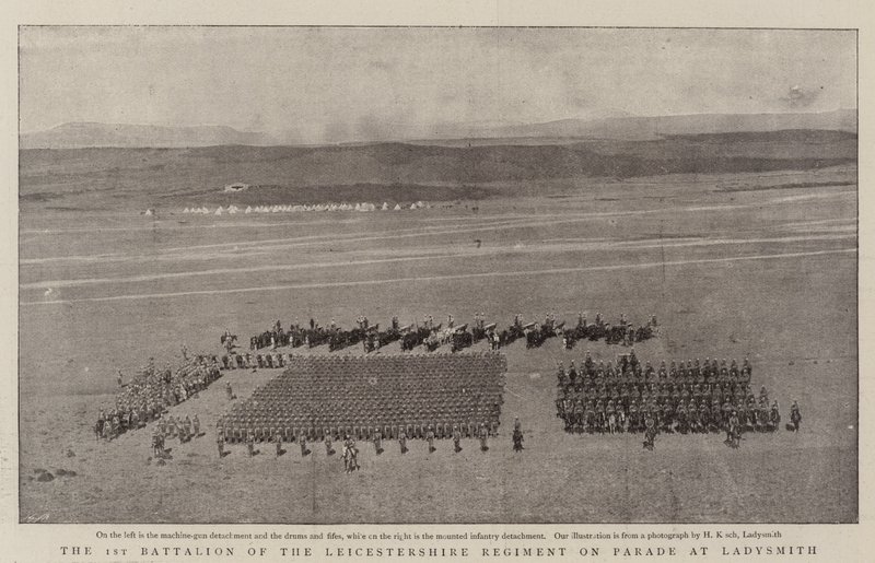 Het 1e Bataljon van het Leicestershire Regiment op Parade in Ladysmith door English Photographer