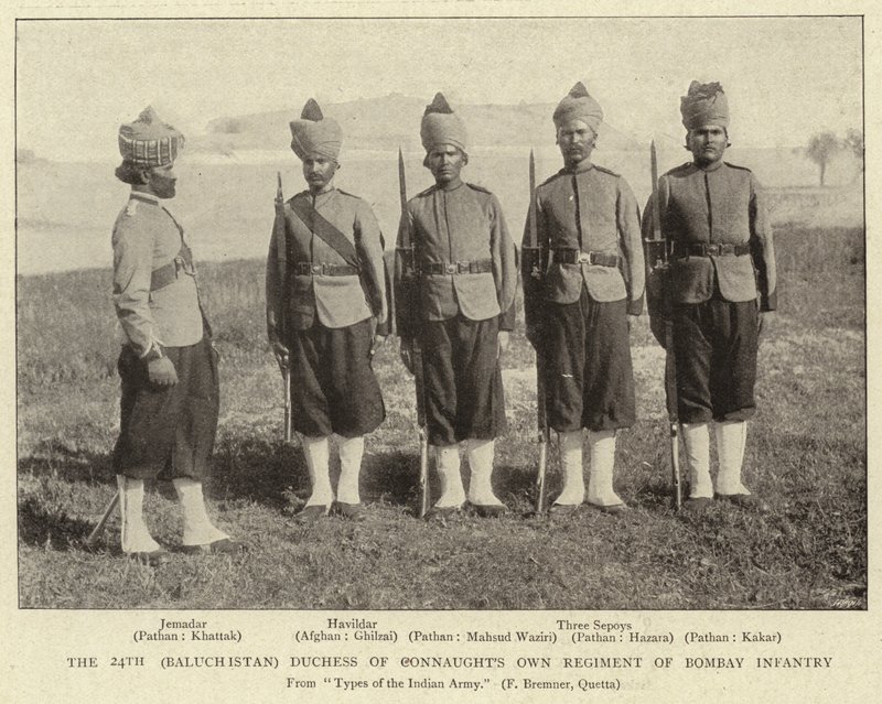 Het 24e (Baluchistan) Hertogin van Connaughts Eigen Regiment van Bombay Infanterie door English Photographer