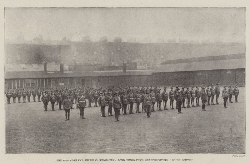 De 67e Compagnie Imperial Yeomanry, Lord Dunravens Scherpschutters, op weg naar het zuiden door English Photographer