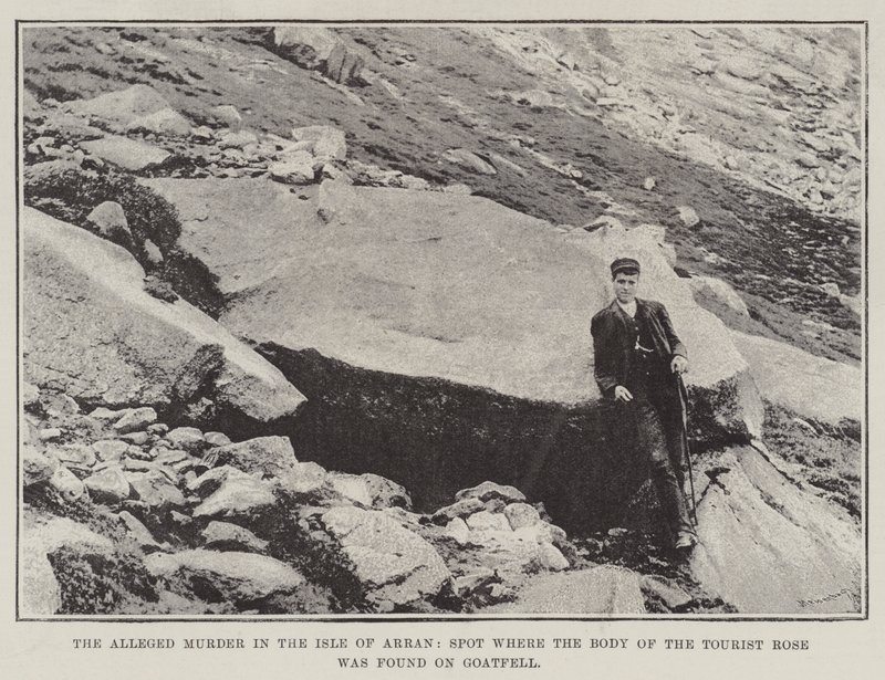 De vermeende moord op het eiland Arran, plek waar het lichaam van de toerist Rose werd gevonden op Goatfell door English Photographer