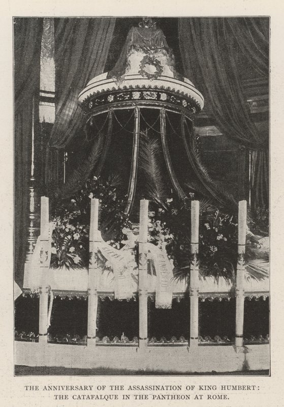 De Herdenking van de Moord op Koning Humbert, de Catafalque in het Pantheon in Rome door English Photographer