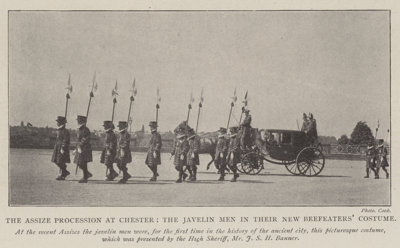 De Assize Processie in Chester, de Javelin Mannen in hun Nieuwe Beefeaters Kostuum door English Photographer