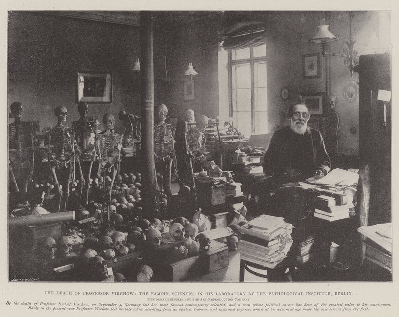 De dood van professor Virchow, de beroemde wetenschapper in zijn laboratorium in het Pathologisch Instituut, Berlijn door English Photographer