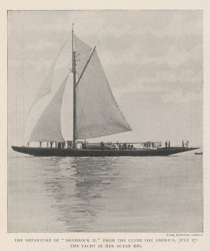 Het Vertrek van Shamrock II van de Clyde naar Amerika, 27 Juli, de Jacht in haar Oceaanuitrusting door English Photographer