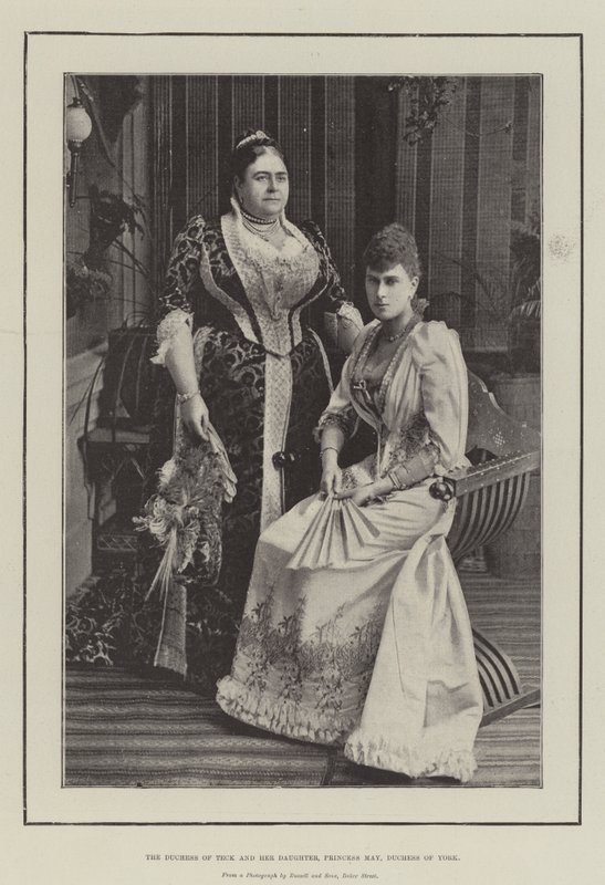 De hertogin van Teck en haar dochter, prinses May, hertogin van York door English Photographer