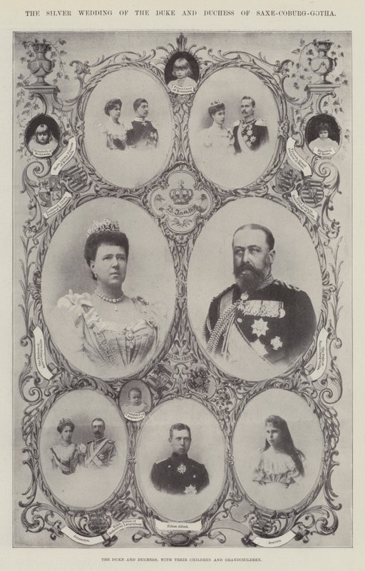 De hertog en hertogin van Saksen-Coburg-Gotha, met hun kinderen en kleinkinderen door English Photographer