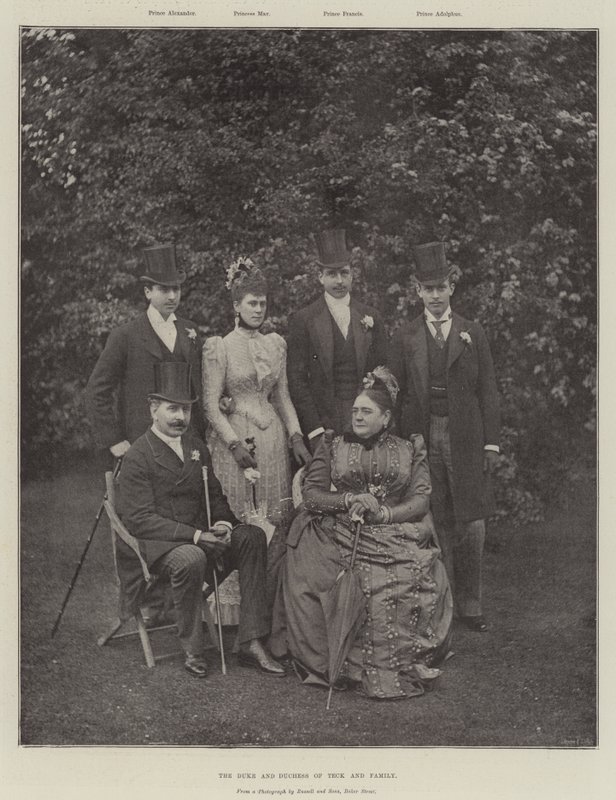 De hertog en hertogin van Teck en familie door English Photographer