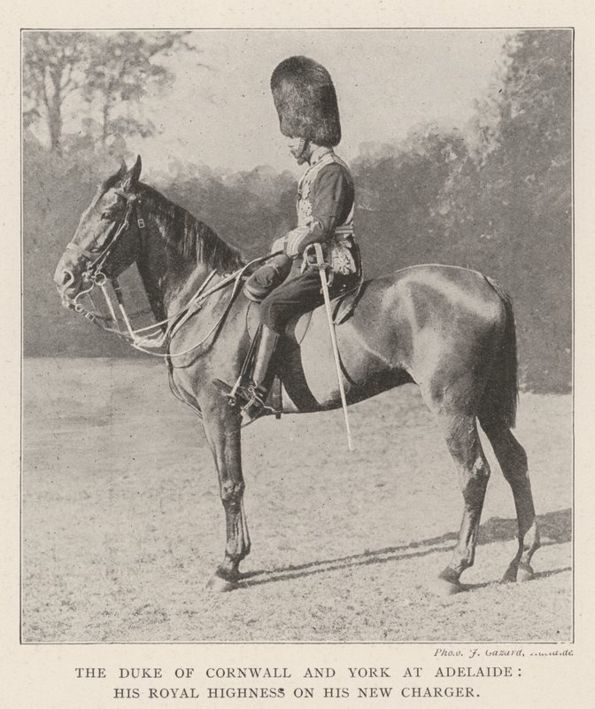 De Hertog van Cornwall en York in Adelaide, Zijne Koninklijke Hoogheid op zijn Nieuwe Paard door English Photographer