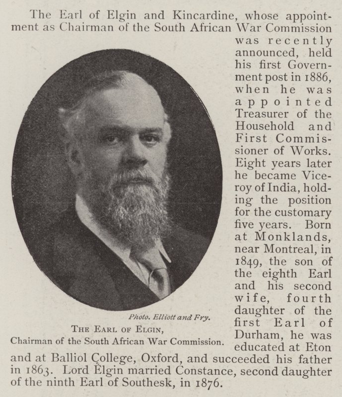 De graaf van Elgin, voorzitter van de Zuid-Afrikaanse Oorlogscommissie door English Photographer