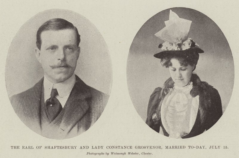 De graaf van Shaftesbury en Lady Constance Grosvenor, vandaag getrouwd, 15 juli door English Photographer