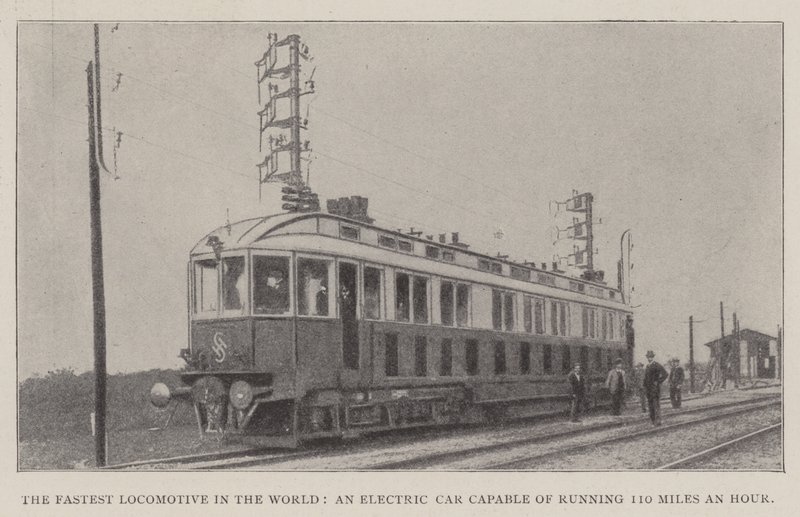 De snelste locomotief ter wereld, een elektrische wagen die 110 mijl per uur kan rijden door English Photographer
