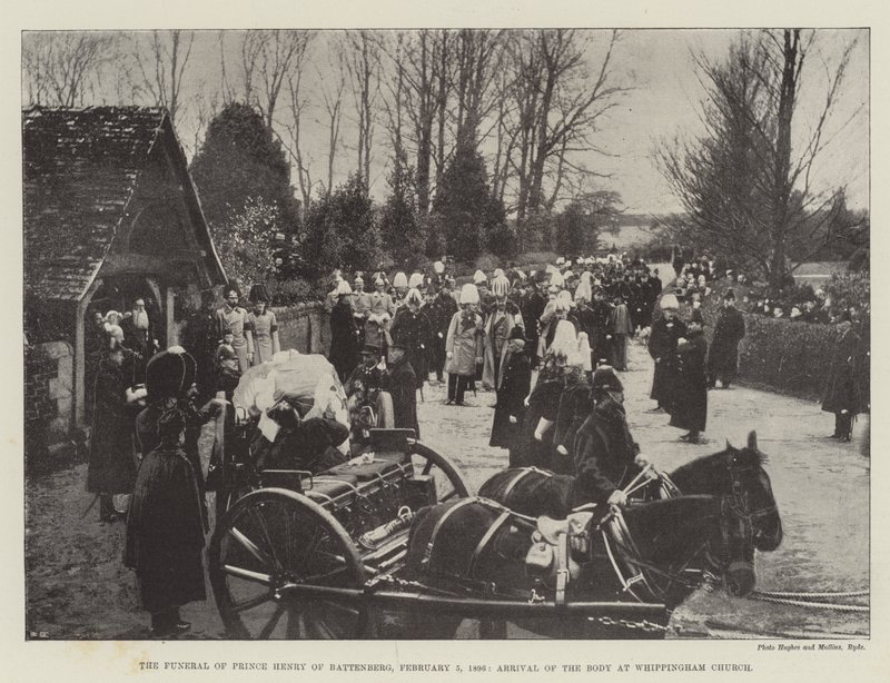 De begrafenis van Prins Hendrik van Battenberg, 5 februari 1896, aankomst van het lichaam bij de kerk van Whippingham door English Photographer
