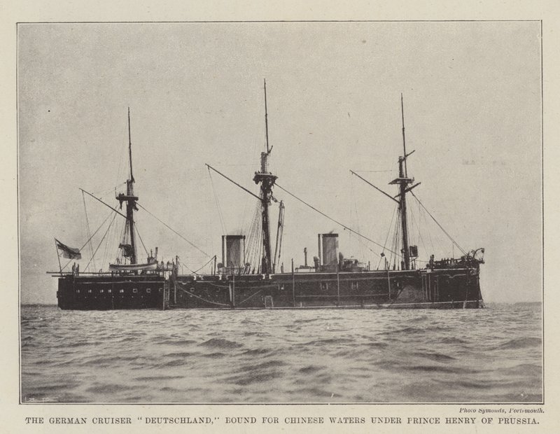 De Duitse kruiser Deutschland, op weg naar Chinese wateren onder Prins Hendrik van Pruisen door English Photographer