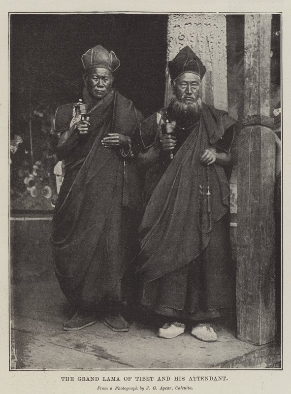 De Grote Lama van Tibet en zijn bediende door English Photographer