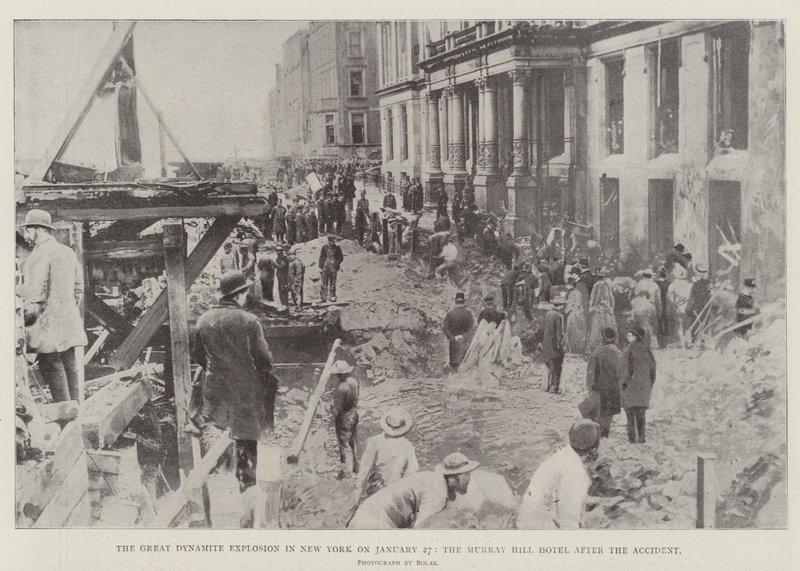 De grote dynamietexplosie in New York op 27 januari, het Murray Hill Hotel na het ongeluk door English Photographer